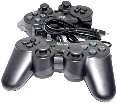 Double Shock Twin USB Wired Gaming Controller, Black, for PC/Laptop, Dual Analogue Joystick, 2 Pack, Model KD-208B