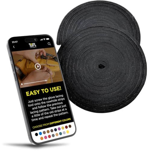 TOFL Baseball Glove Lace Strips for Relacing & Repair - Black | 72" Cowhide Leather Lacing for Baseball & Softball Gloves, Catcher Mitts & DIY Restoration | Flat-Shaped Laces | 4 Pack