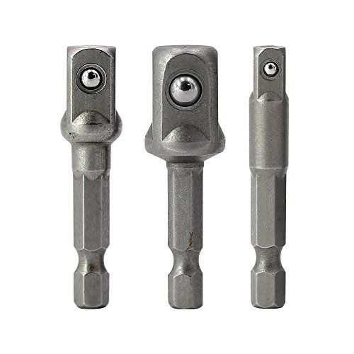 MINHER 3 teilig Adapter Sechskant Stecknussadapter Akkuschrauber Stecknuss Adapter Socket Steckschlüssel Nuss Set 1/4", 1/2", 3/8" Cover
