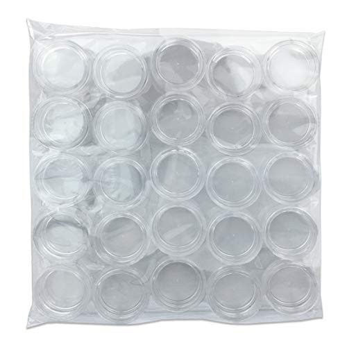 Beauticom 3G/3ML Round Clear Jars with Screw Cap Lids for Beads, Gems, Glitter, Charms, Small Arts and Crafts Items - BPA Free (Quantity: 25 Pieces)