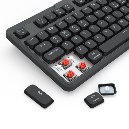 K706 PRO 75% tastiera wireless Gasket RGB gaming, 3 modalità, 82 tasti, tastiera meccanica compatta con scheda ultra piatta, interruttore rosso lineare piatto e sistema Dual Win/MAC - Tastiera gaming - Immagine 5