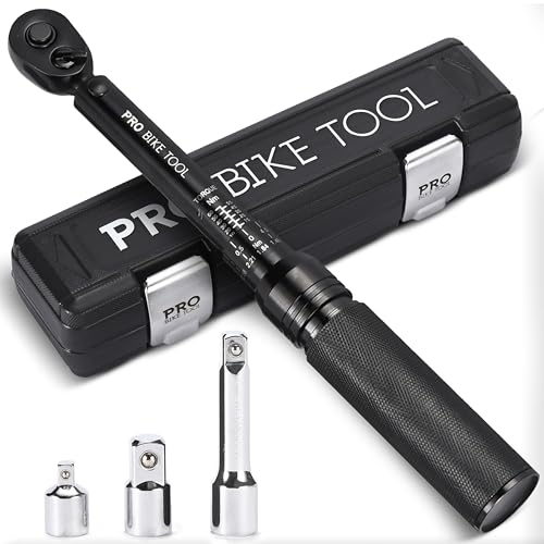 PRO BIKE TOOL Torque Wrench 3/8 Drive - Precision Torque Wrench for Bike Maintenance - 10 to 60 Nm Range with 0.5 Nm Micro Adjustments - Includes Adapters, Extension Bar and Storage Box - Black Matte