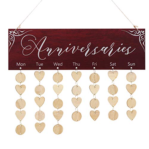 MengH-SHOP Holz Geburtstagskalender - Immerwährender Familien Kalender