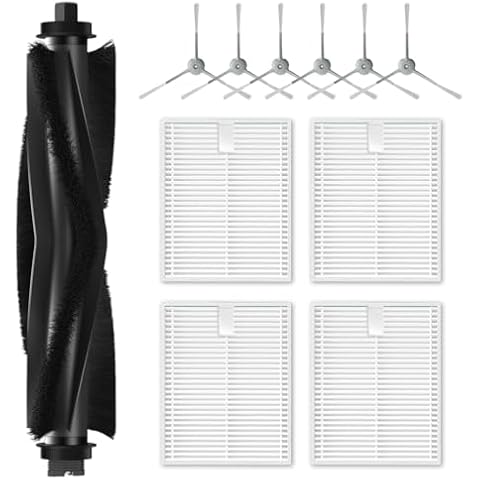 11 Pack Replacement Parts for eufy L50, L60 Robot Vacuum Series Robot Vacuums Accessories Kit (1 Pack Roller Brush, 4 Pack Filters and Sponges, 6 Pack Side Brushes) Cover