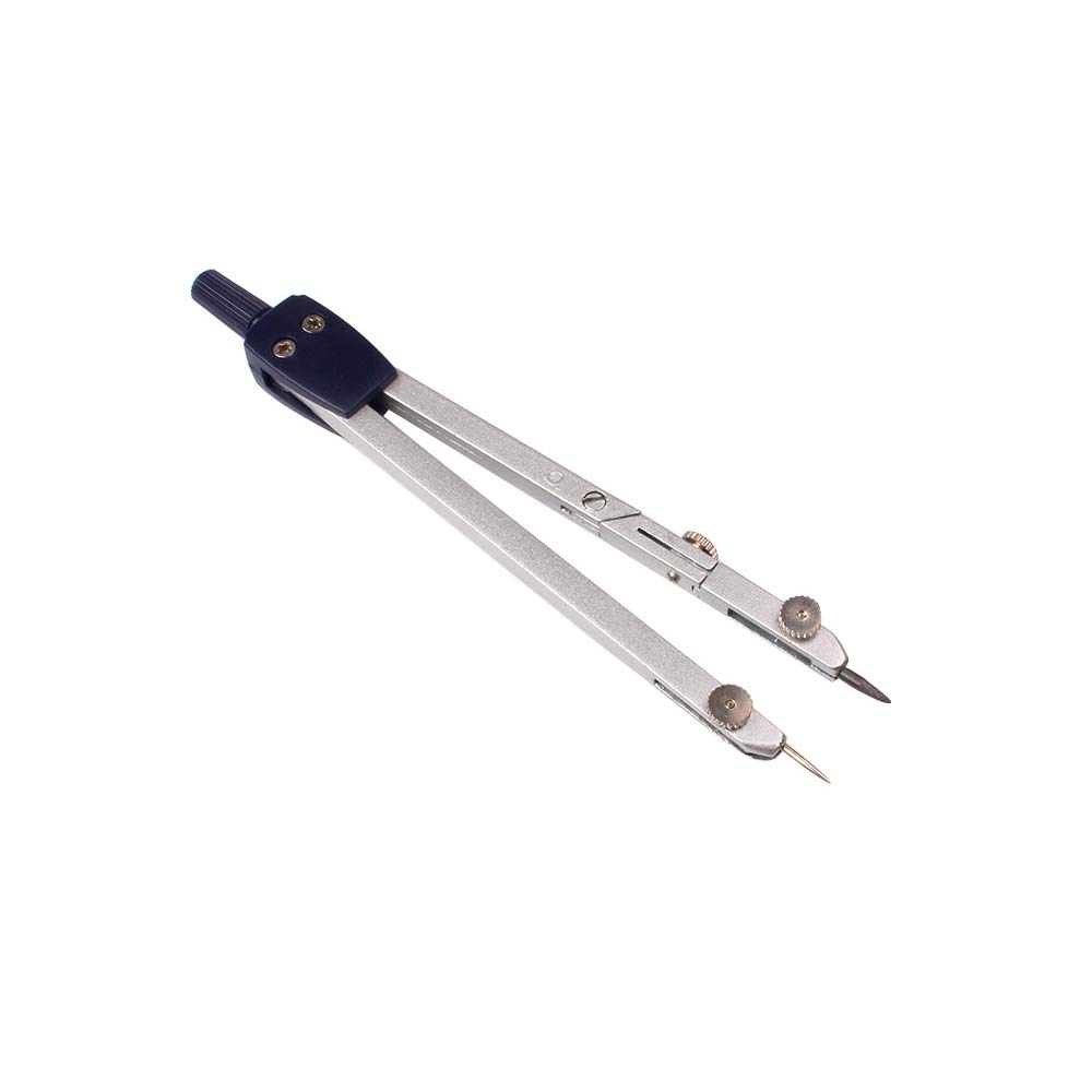 Brújula de dibujo de metal para aplicaciones de dibujo y geometría matemática. Incluye dos recambios de plomo para dibujo técnico, arte y material de papelería para la escuela y