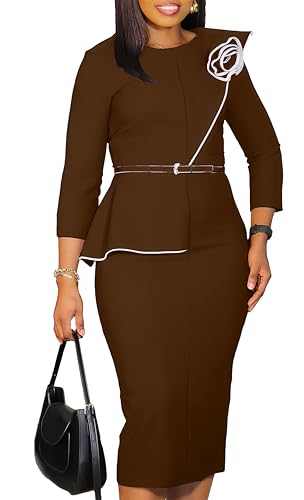 Wear to Work Dress for Women Business Casual Bodycon Midi Dress Elegance Church Outfits