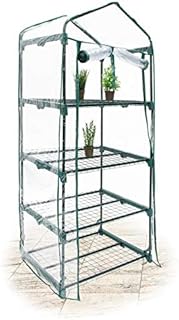 Relaxdays Anzucht Gewächshaus mit 4 Ablagen 156 x 70 x 50 cm HxBxT, Balkon Foliengewächshaus platzsparend, transparent