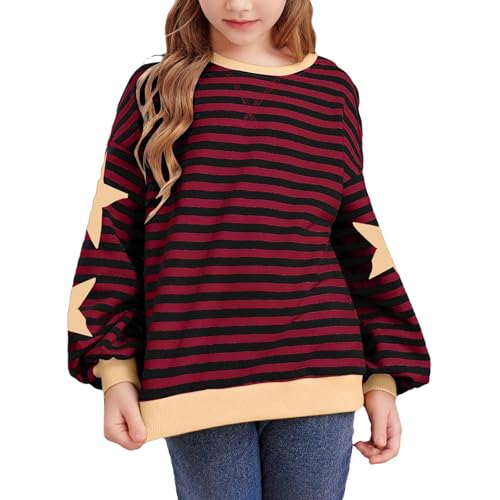 Children's Oversized Striped Color Block Long Sleeve Crew Neck Sweatshirt Casual Loose Pullover Y2K Shirt Tops