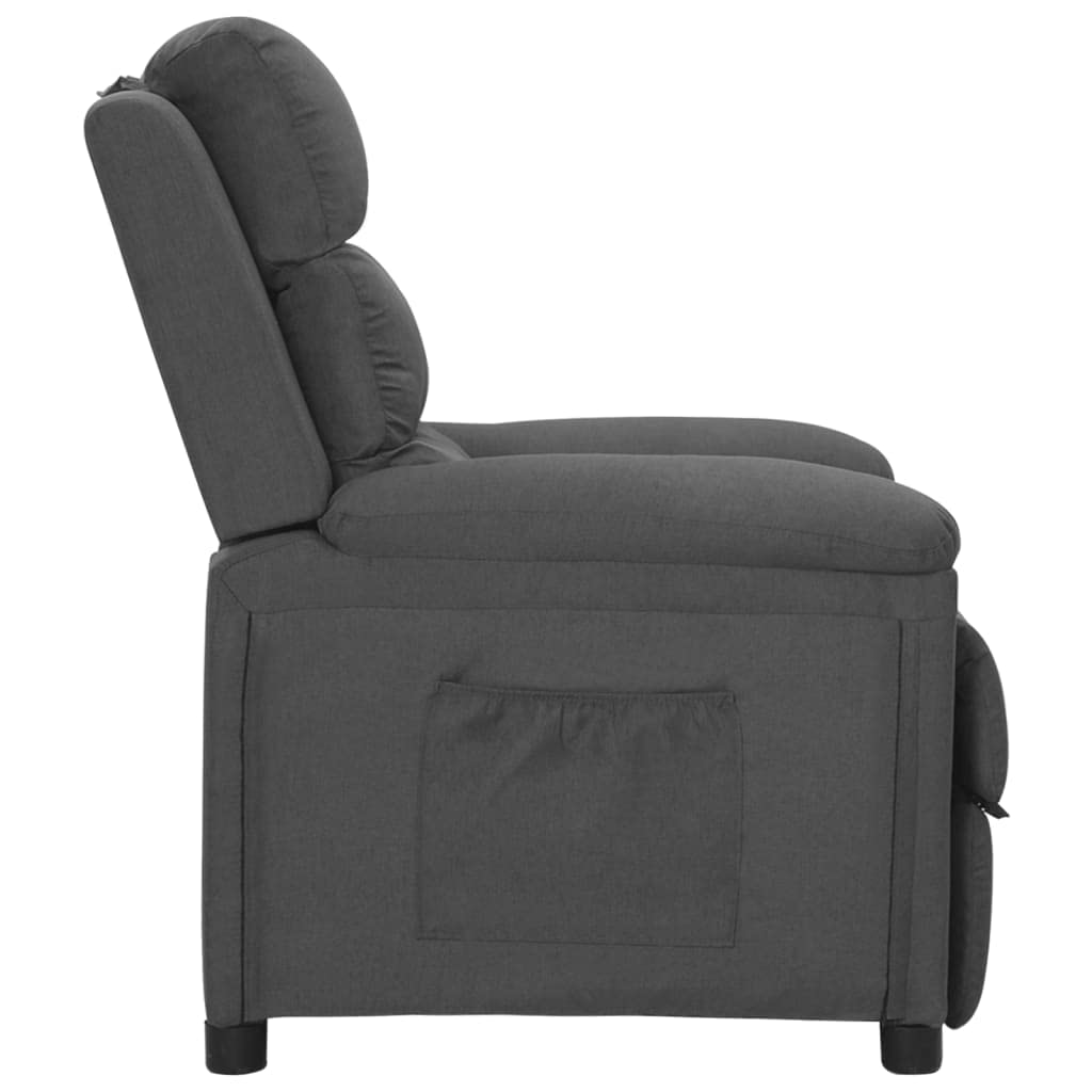 vidaXL Poltrona Reclinabile in Tessuto Grigio Scuro