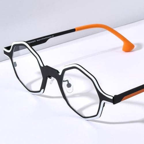 Image of FONEX Colorful Pure Titanium Glasses Frame Women Retro Round Eyeglasses