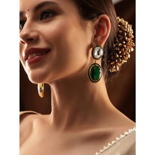 Image of Rubans Drop Earrings American Diamond Crystal Stylish Trendy Jewellery Gift for Women & Girls