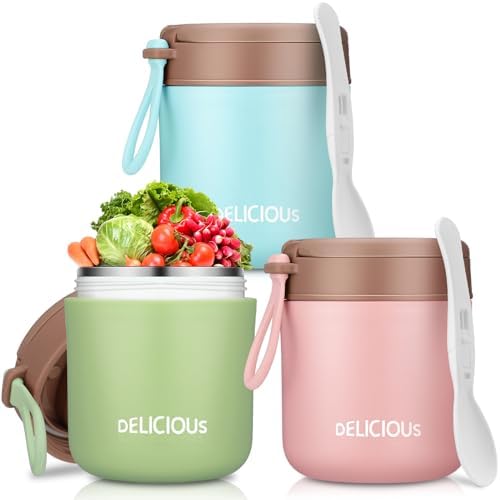 3 Pack Insulated Food Container for Hot Food 15.2 oz Foods Jar Ki...