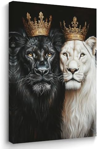 Amazon.com: ANCROUTERY Lion and Lioness Canvas Wall Art Lion King and ...