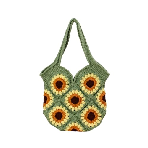 Sac à bandoulière pour femme en maille tissée et finitions crochet