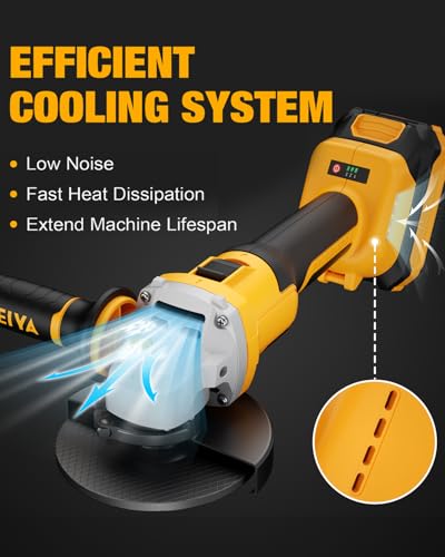 Angle Grinder Cordless 20V Battery,9600 RPM Brushless Power Motor,4-1/2-Inch to 5-Inch,2x4.0 AH Battery Electric Grinder Tool Set, for Cutting,Grinding,Polishing - Image 5
