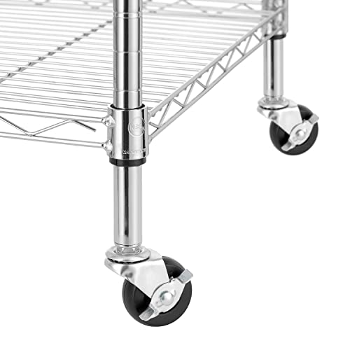 Finnhomy Heavy Duty 6 Tier Wire Shelving Unit With Wheels 18X18X72-Inches 6 Shelves Storage Rack Thicken Steel Tube, Adjustable Shelving Rack For Kitchen Bathroom Office, Nsf Certified, Chrome #TOP7
