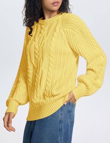 LOMON Oversized Sweaters for Women Long Sleeve Chunky Cable Knit Casual Crew Neck Pullover Sweater S-XXL3