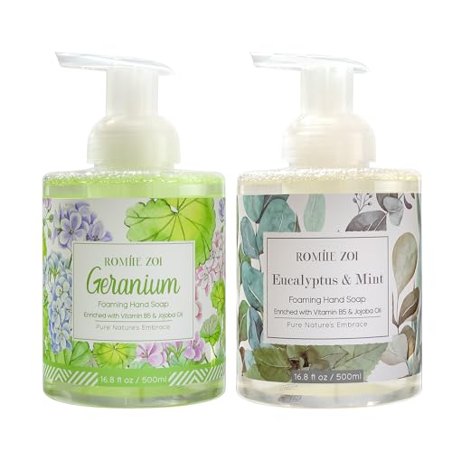 Image of ROMIIE ZOI Foaming Hand Soap, Eucalyptus & Mint,Geraniumt, 500ml / 16.8fl.oz | With Gift Box, Gentle cleansing, nourishes skin without drying
