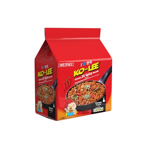 KO-LEE Instant 2X Spicy Korean Noodles Halal Extra Hot | 70g (Pack of 24)