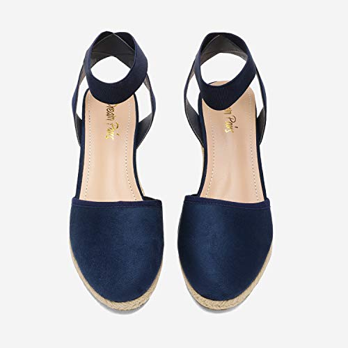 Image of DREAM PAIRS Women's Ankle Strap Wedge Sandals | Espadrilles Sandals, Elastic Ankle Strap, Cushioned Comfort for Summer Outfit, Fashion Dressy Shoes
