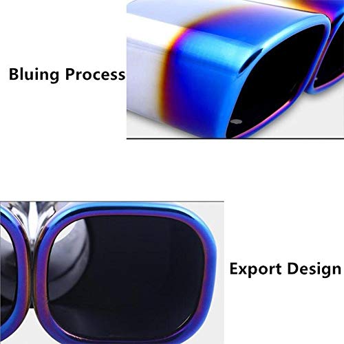 Image of Oshotto Stainless Steel SS-010-BLUE Car Exhaust Tailpipe Dual Pipe Cover Compatible with Maruti Suzuki Brezza - Multicolor