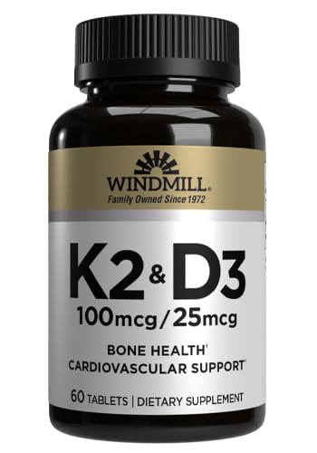 Windmill Natural Vitamins Vitamin K (K-2 Menaquinone-7, 100mcg) 60 Tablets (Pack of 2)