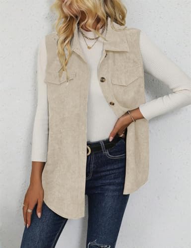 IDEALSANXUN Womens Corduroy Vest Fall Winter Casual Sleeveless Jackets Outerwear Tops2