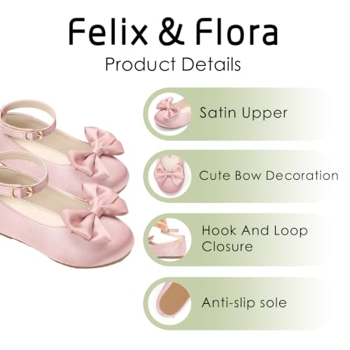 Image of Felix & Flora Toddler Flower Girl Dress Shoes - Baby Girl Ballet Mary Jane Flats for Party School Wedding