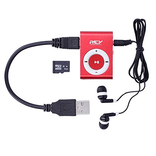 Mini Reproductor MP3 Rosa con Enganche de Clip + Tarjeta de 4Gb + Cable de Carga + Auricular, Music Player