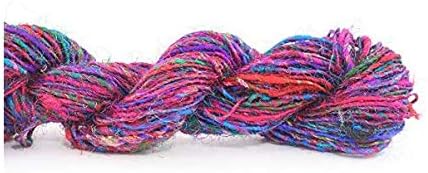 Beautiful Premium Pure Sari Silk Handspun Yarn - Handmade and Fairly Traded from India Silk Yarn for Knitting or Crocheting 100 Gram, 90 Yard