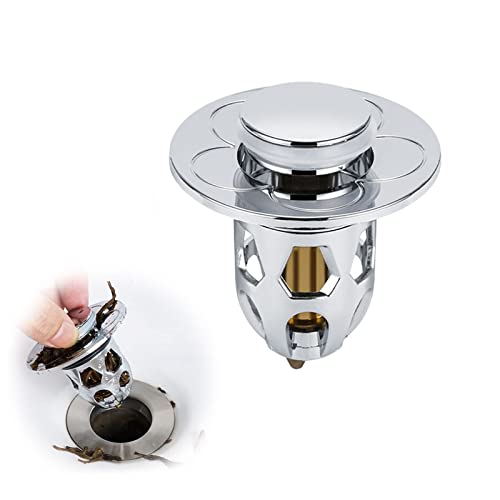 KASTWAVE Pop Up Sink Plug, Universal Bathroom Stopper, Plug Pop-Up Drain Filter for 1.2- Basin Replacement for Kitchen Bidets (sliver), 1.5 Inch