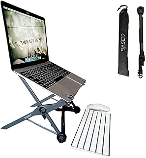 BASE12 Laptop Stand, Foldable Portable Desktop Laptop Holder, 3 Levels Height Adjustable Ergonomic Laptop Riser for Desk, MacBook, Laptop 10-17"