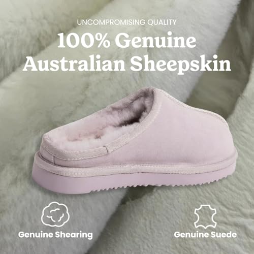 Image of Fireside by Dearfoams Women's Greta Genuine Shearling Clog Slippers, 100% Natural Suede Clogs for Outdoor & Indoor