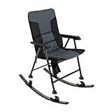 Coastrail Outdoor Premium Rocking Chair and Folding Camp Chair, 2-in-1 Design, Comfort Padding and Reinforced Steel Frame Supports 400 lbs, with Carry Bag, Green/Black, Extra Large