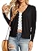 GRECERELLE Women's Long Sleeve V-Neck Button Down Cardigan Knit Shrugs Sweaters(Black, X-Large)