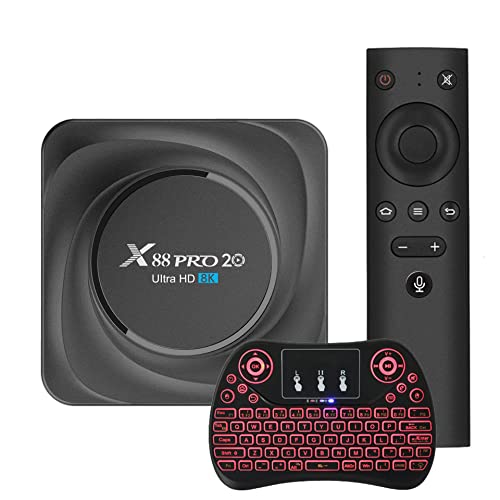 GEQWE Android 11.0 TV Box, 8 Go De RAM 128 Go De ROM Android TV Box RK3566, Dual-WiFi 2.4G/5G Ethernet 1000M LAN Bluetooth 4.2 avec 8K/6K/3D/USB 3.0,avec Clavier sans Fil,8gb+64gb Cover