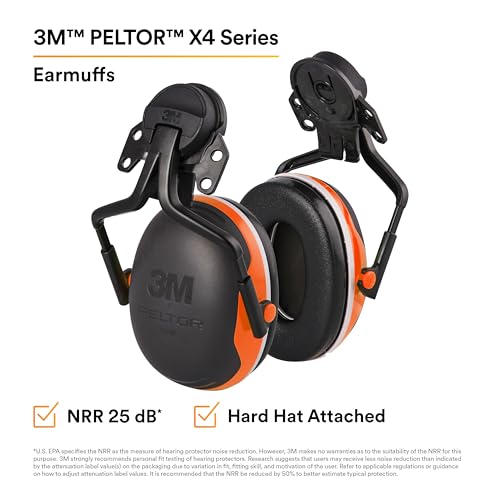 Image of 3M PELTOR Hearing Protection Earmuffs, X4 Series Noise Protection, Construction, Manufacturing, Assembly, Sanding