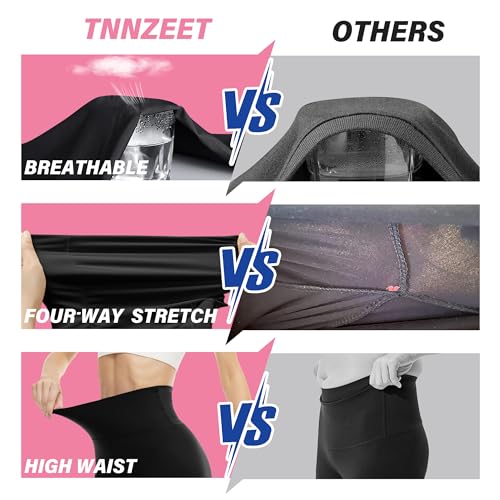 TNNZEET 3 Pack Biker Shorts Women - 5’’/ 8’’ High Waisted Tummy Control Spandex Workout Shorts for Gym Yoga Volleyball