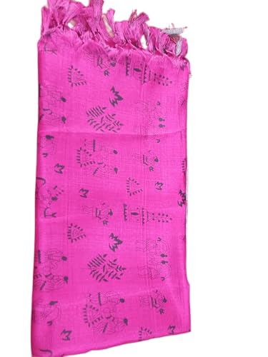 Dupatta Kalamkari en soie fait main : l'élégance d'une étole rose et blanche brodée