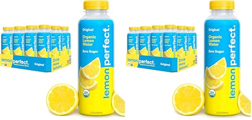 Lemon Perfect Original,Flavored Lemon Water,Organic,Zero Sugar,Healthy Hydration Drinks,15.2 fl oz Bottles,(Pack of 24)