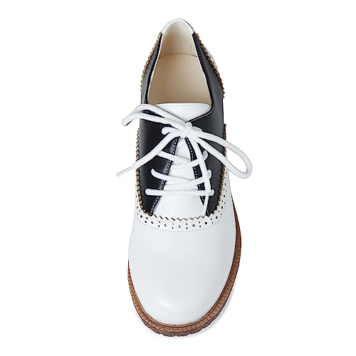 mikarka-Oxford-Shoes-for-Women-Low-Chunky-Heel-Perforated-Wingtips-Brogues-Saddle-Oxfords-Lace-up-Dress-Pump-Shoes