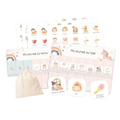 Tableau de Routine Enfant - Routine du Matin et du Soir – Planning Quotidien Enfants – 105 Cartes Illustrées, Planificateur Visuel Éducatif, Aide à l’Autonomie