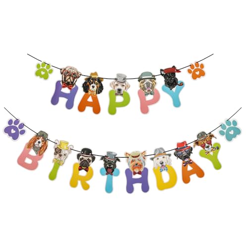 Cane Buon Compleanno Banner Cane A Tema Festa di Compleanno Bunting Decorazioni Cane Viso Buon Compleanno Segno per Sfondo Ritratto Banner Di Compleanno Ghirlanda Cane Pet Puppy Baby Shower