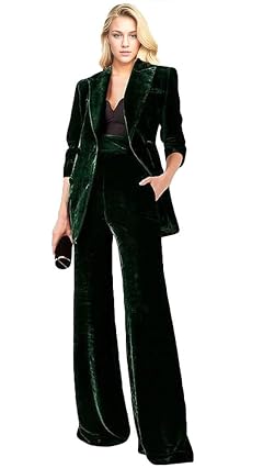 Velvet Womens Pant Suit Double Breasted Women Formal Tuxedos Business Suits for Work Christmas Outfit