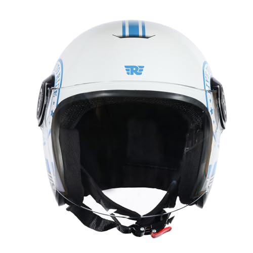 Image of ROYAL ENFIELD Copter Live to Ride Open FACE Helmet White & Blue M
