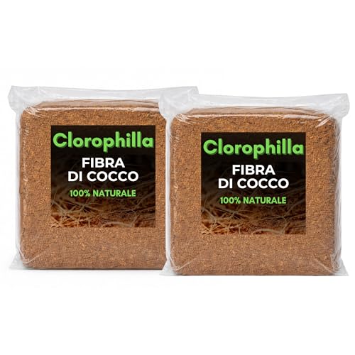Fibra di Cocco Pressata in Mattone – Substrato Naturale Espandibile con Acqua – Si Espande fino a 50–60 Litri – Ideale per Rinvasi, Orto, Semine e Piante da Interno (2 BALLETTE)