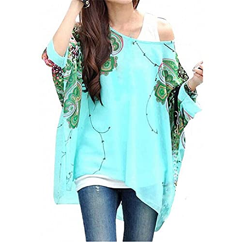 Amazon.com: JLTPH Women Batwing Chiffon Shirt Bohemian
