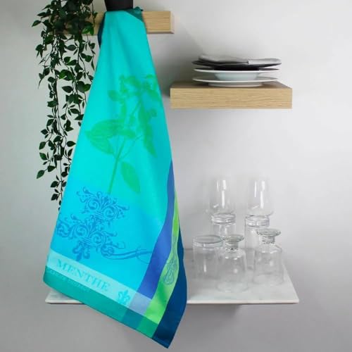 Garnier-Thiebaut-Brin-de-Menthe-Chlorophylle-Green-Mint-French-Kitchen-Towel-22×30-Cotton-Jacquard Garnier Thiebaut Brin de Menthe Chlorophylle Green Mint French Kitchen Towel 22×30 Cotton Jacquard