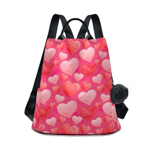 Sac à dos cœurs rose avec fermeture arrière antivol et multipoches
