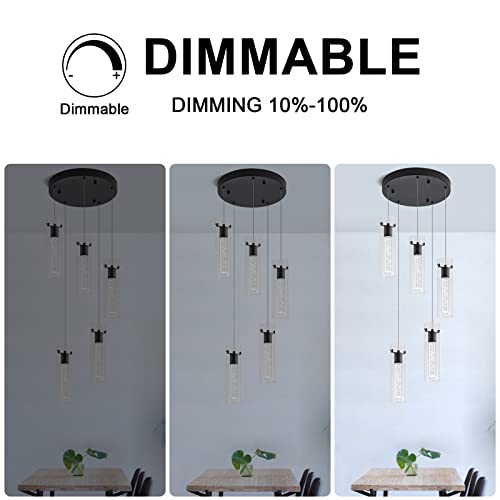 Image of LED Pendant Light,Black,5-Light Kitchen Island Pendant Lights